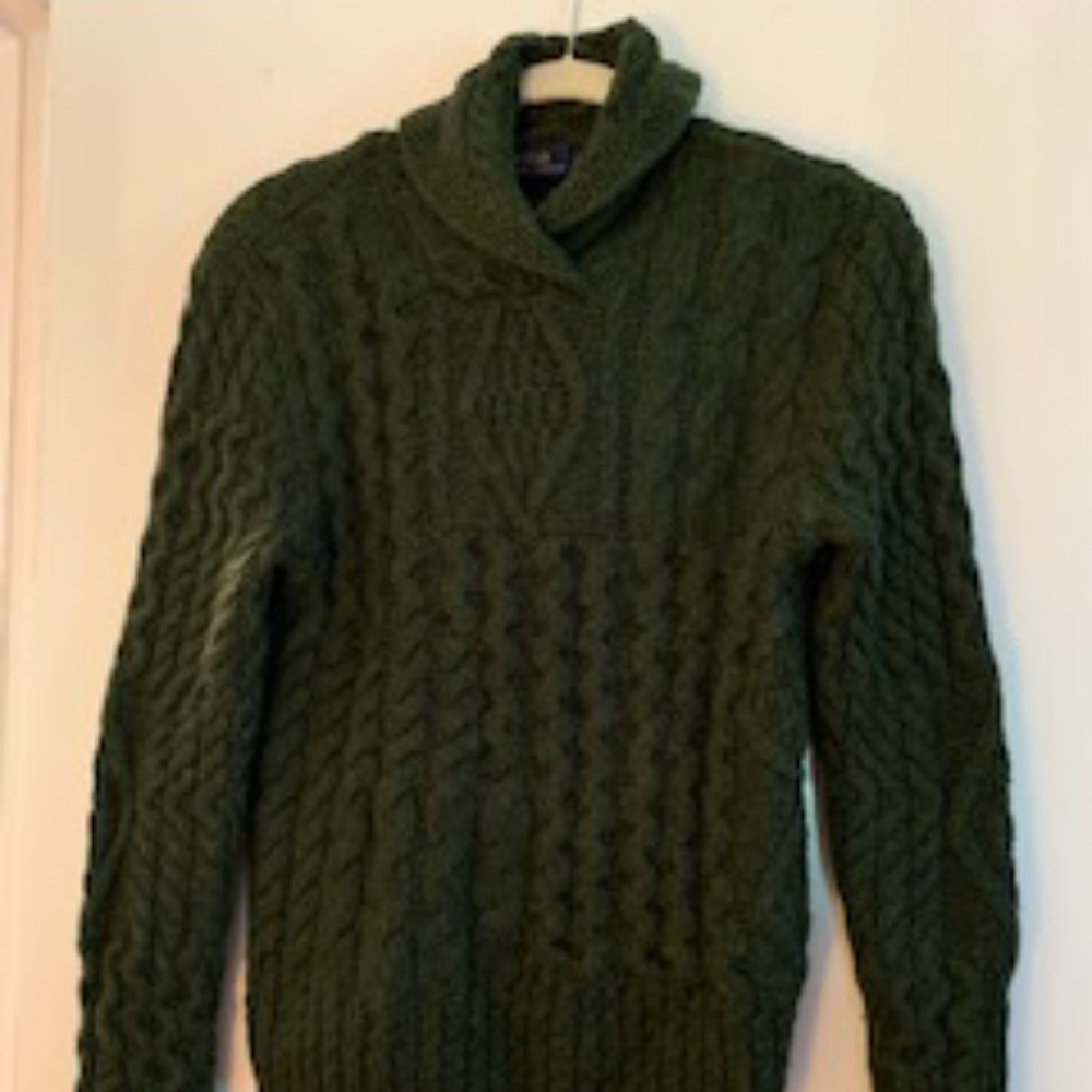 Shawl Collar Wool Cable Sweater